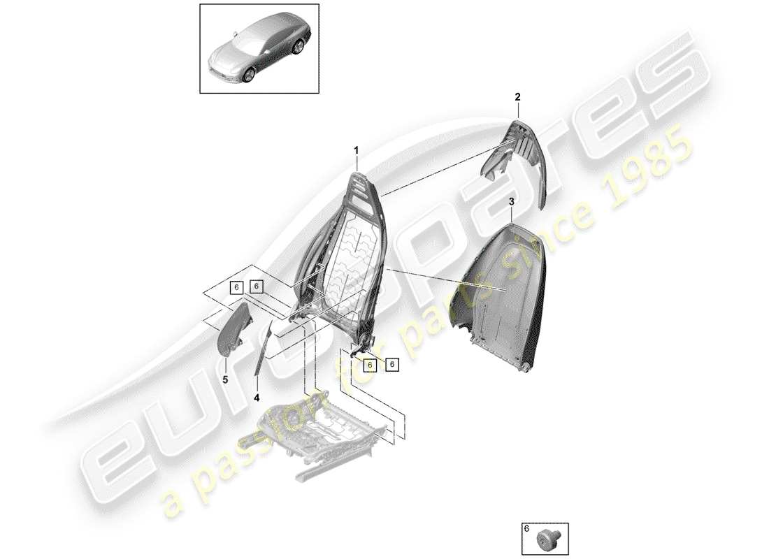 porsche 2020 (panamera 971-1) backrest part diagram