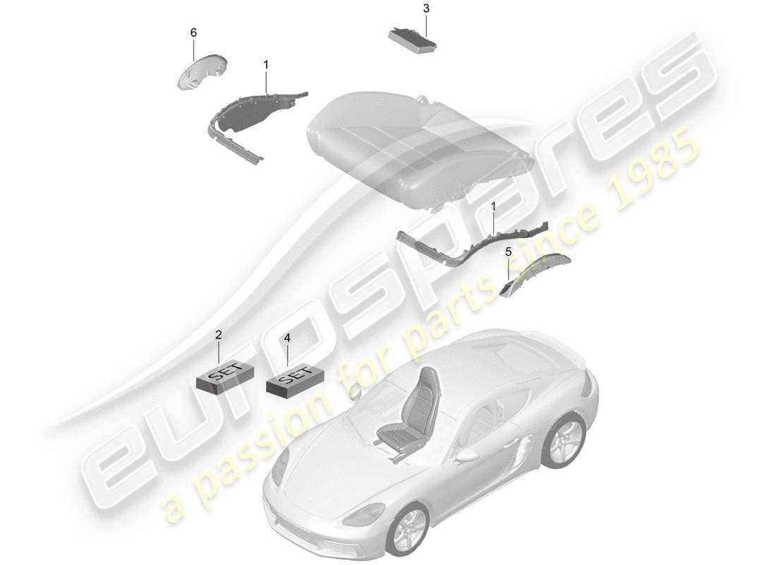 porsche 2020 (718 cayman) padding for seat part diagram