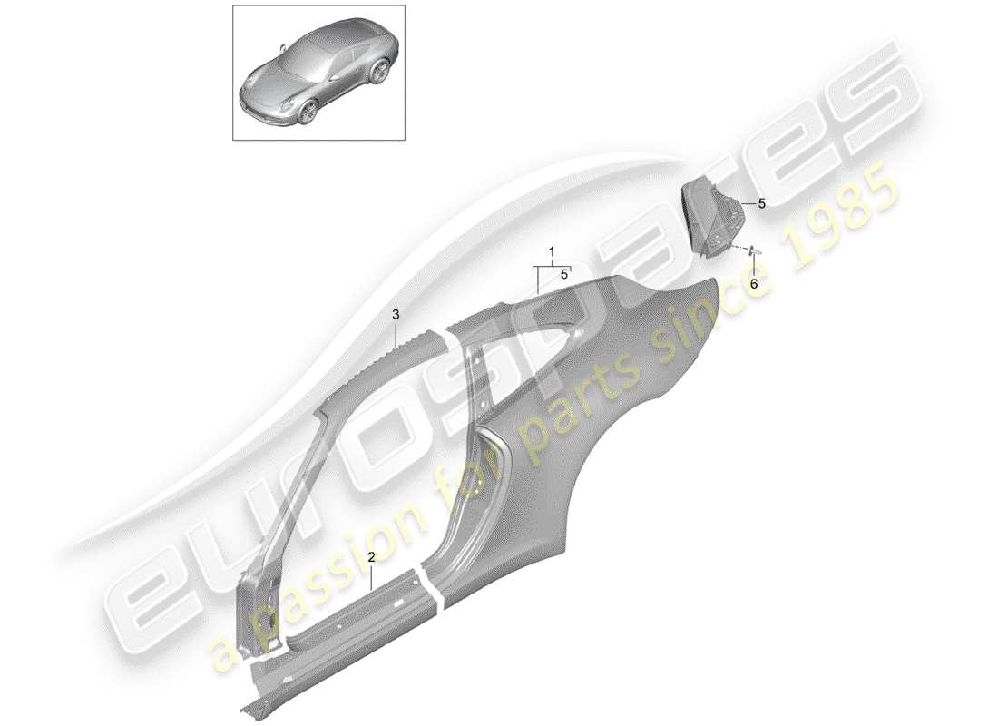 porsche 2014 (991-1) side panel part diagram
