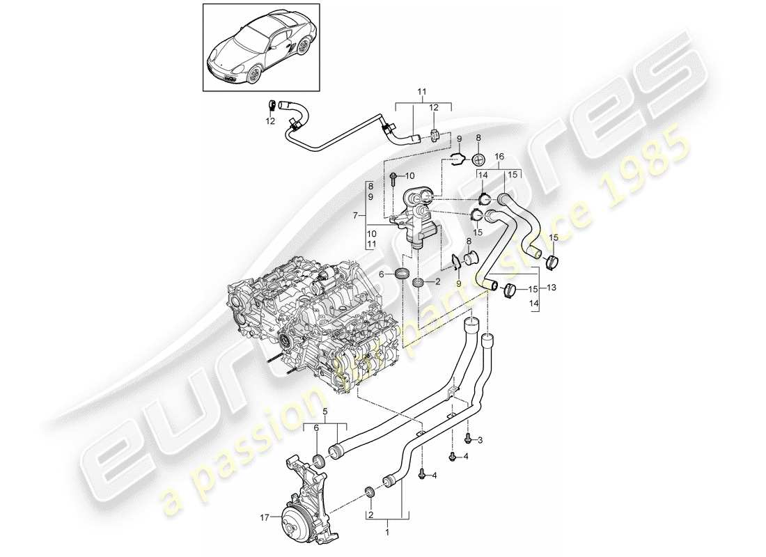 porsche 2009 (987 cayman) connection part diagram