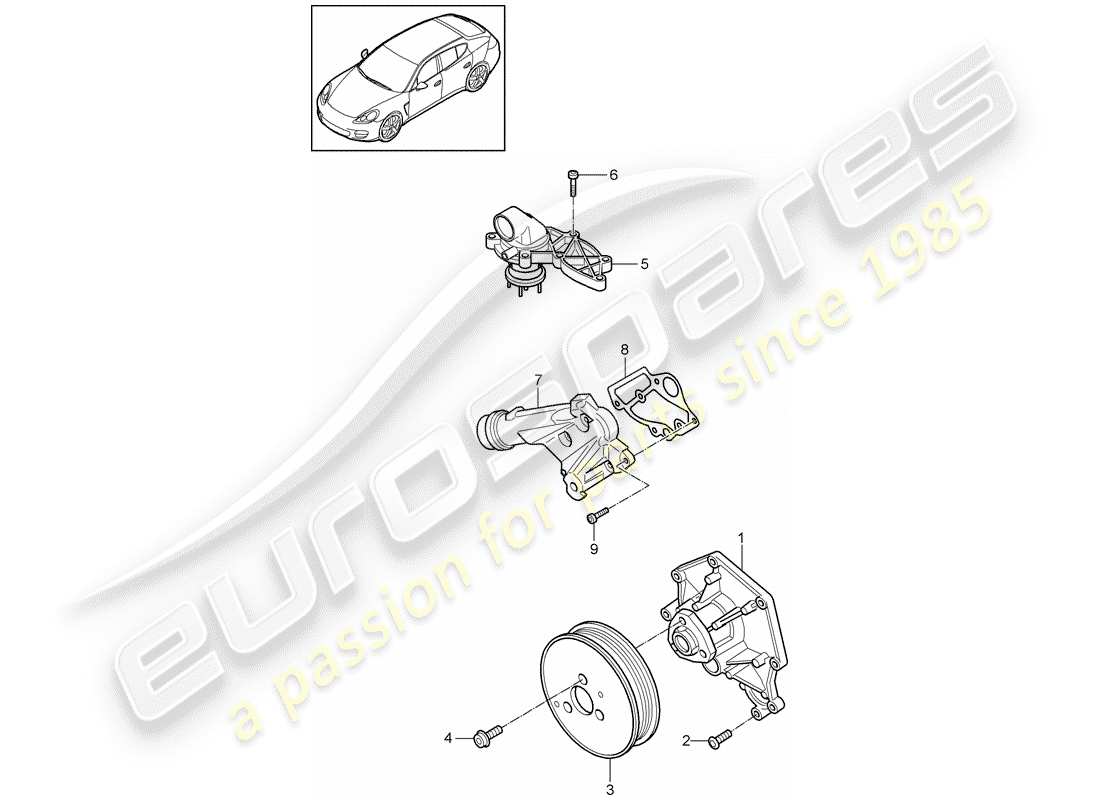 porsche panamera 970 (2016) water pump part diagram