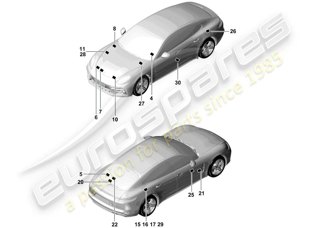porsche 2020 (panamera 971-1) signs/notices part diagram