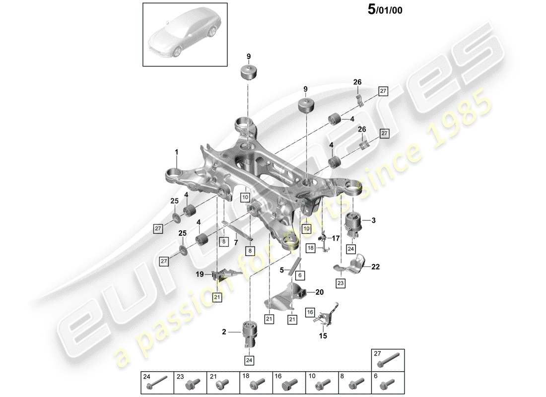 porsche 2020 (panamera 971-1) sub-frame part diagram