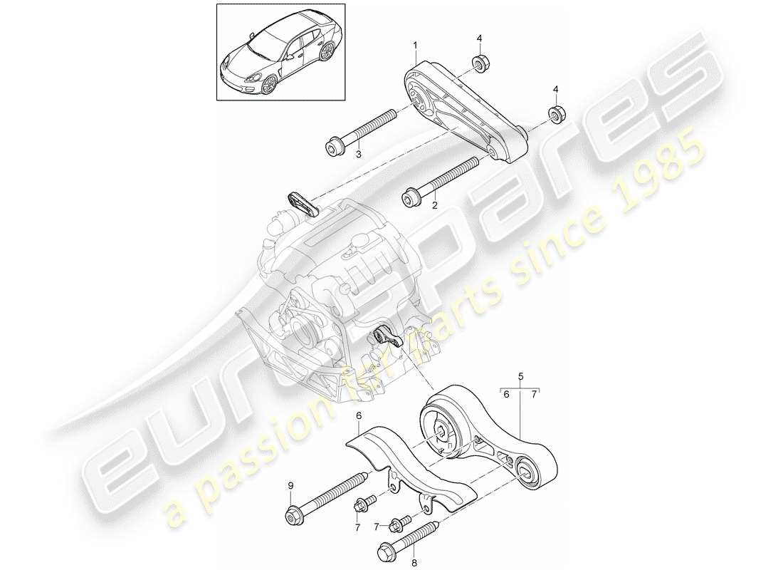 porsche 2016 (panamera 970) engine suspension part diagram