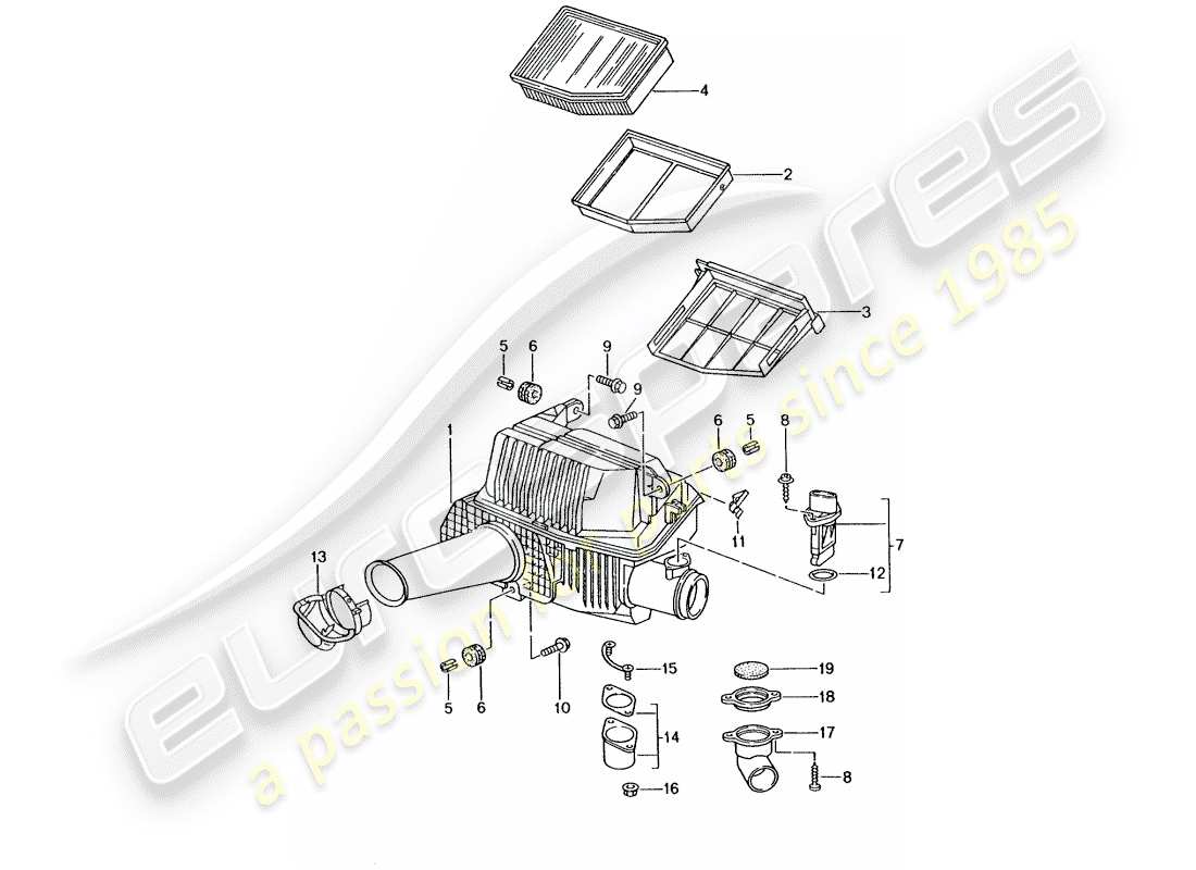 porsche boxster 986 (2001) air cleaner parts diagram
