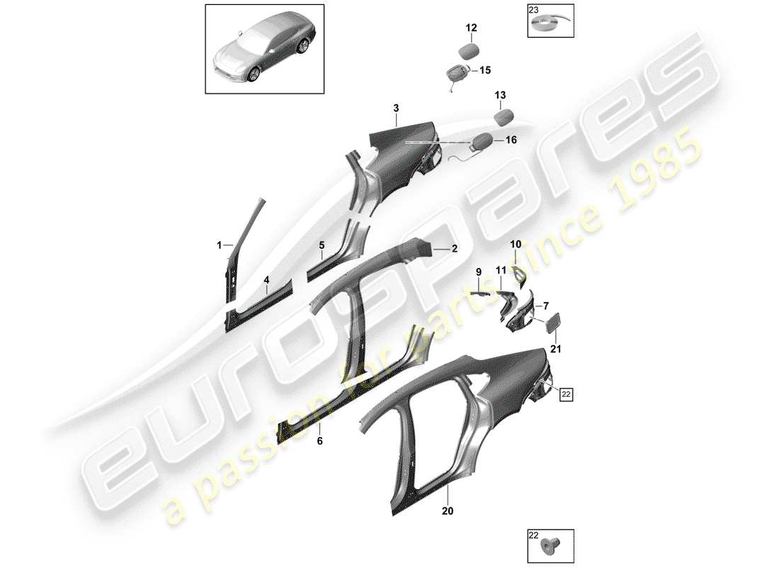 porsche 2020 (panamera 971-1) side panel part diagram