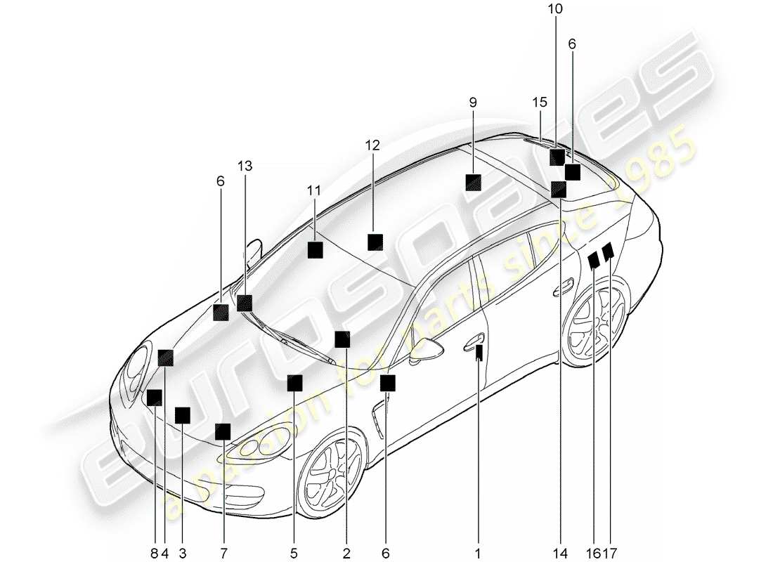 porsche panamera 970 (2016) signs/notices part diagram