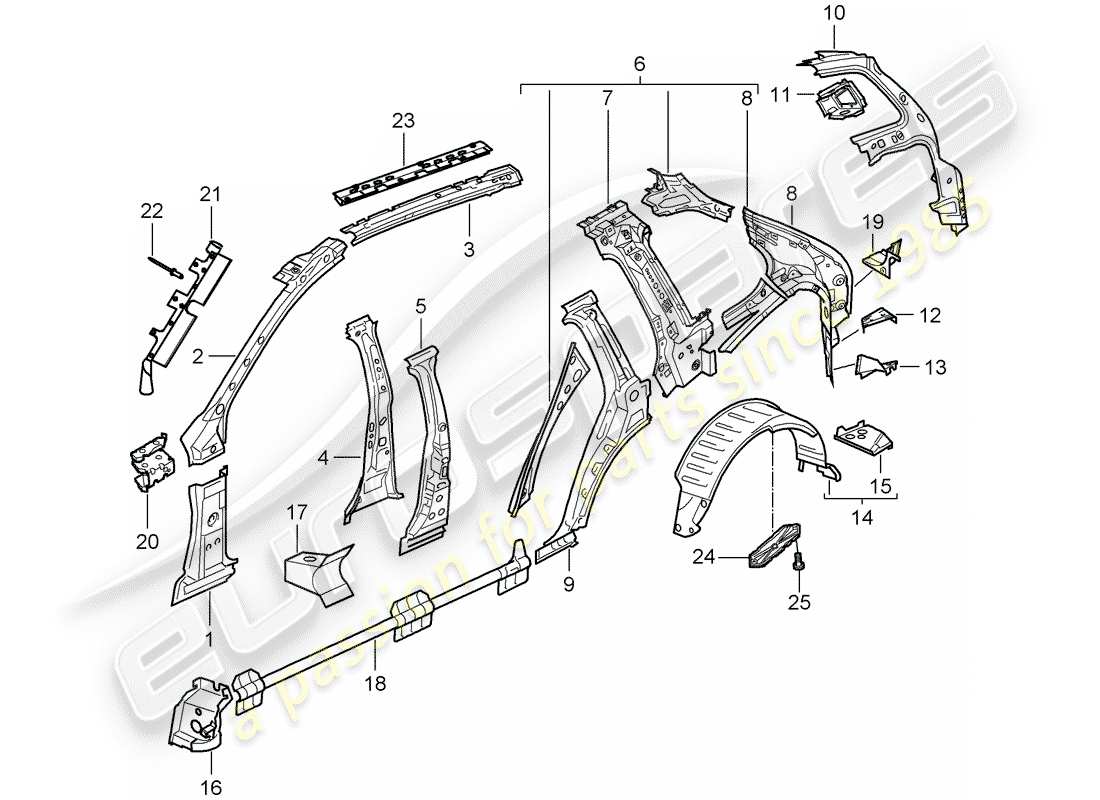 porsche 2008 (cayenne e1 9pa) side panel part diagram