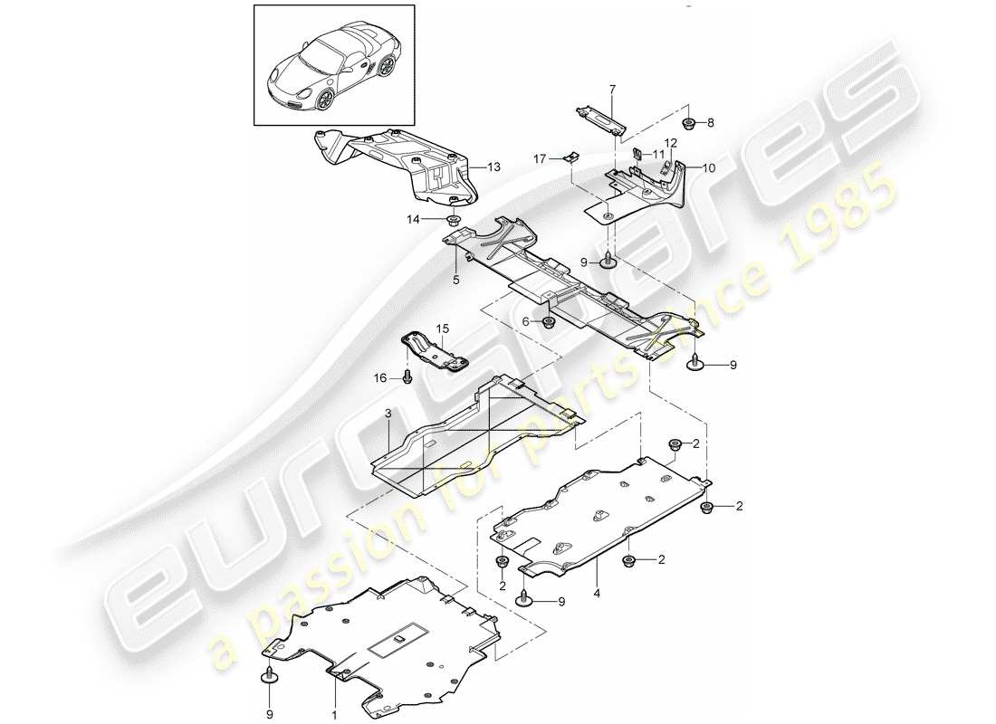 porsche 2010 (987 boxster) trims part diagram