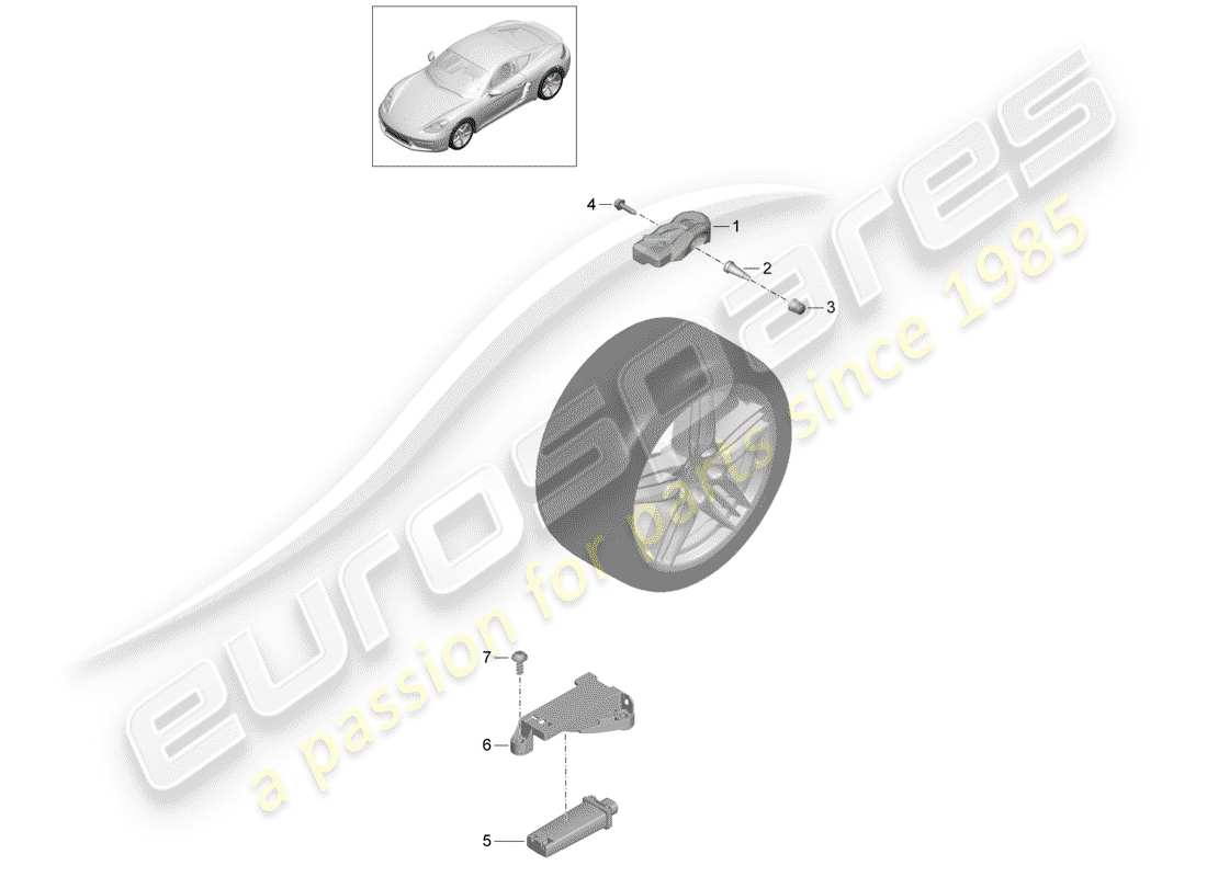 porsche 2019 (718 cayman) tire pressure control system part diagram