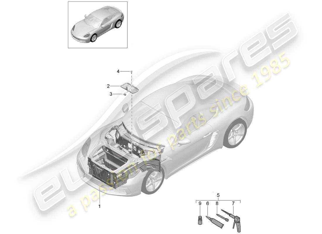 porsche 2017 (718 cayman) front end part diagram