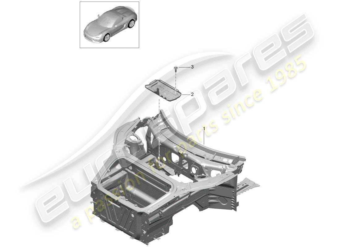 porsche boxster spyder (2016) front end parts diagram