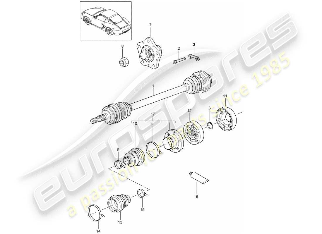 porsche 2011 (987 cayman) drive shaft part diagram