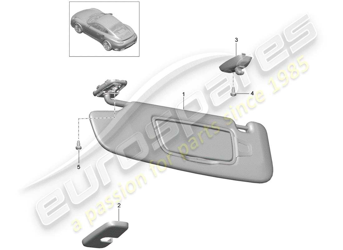 porsche 2015 (991-1 turbo) sun vizors part diagram