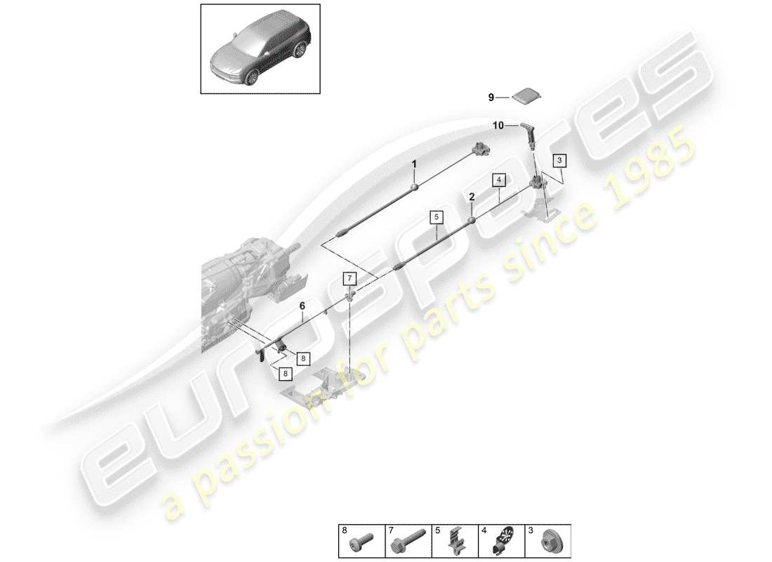 porsche 2018 (cayenne e3 9ya/9yb) actuating unit for part diagram