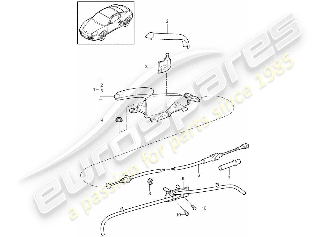 porsche 2009 (987 cayman) handbrake part diagram