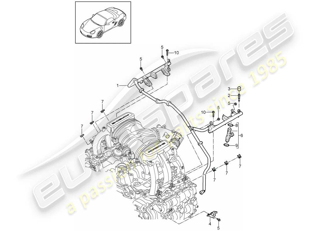 porsche boxster 987 (2012) fuel collection pipe part diagram