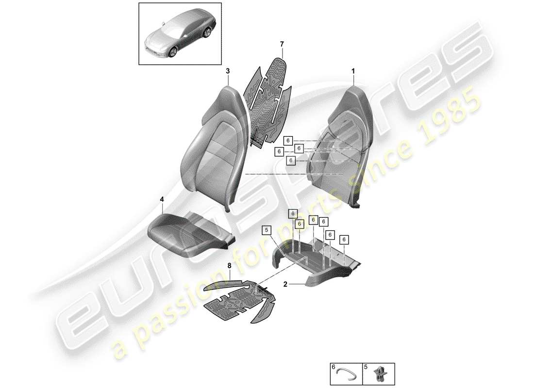porsche panamera 971 (2017) foam part parts diagram