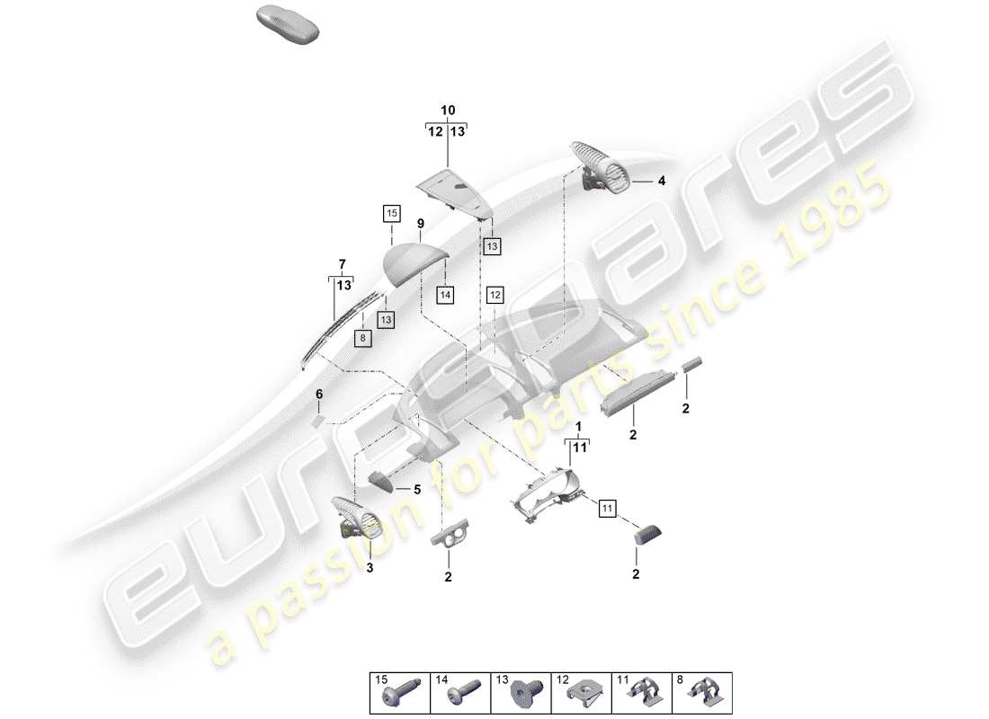 porsche 2020 (718 boxster spyder) accessories parts diagram