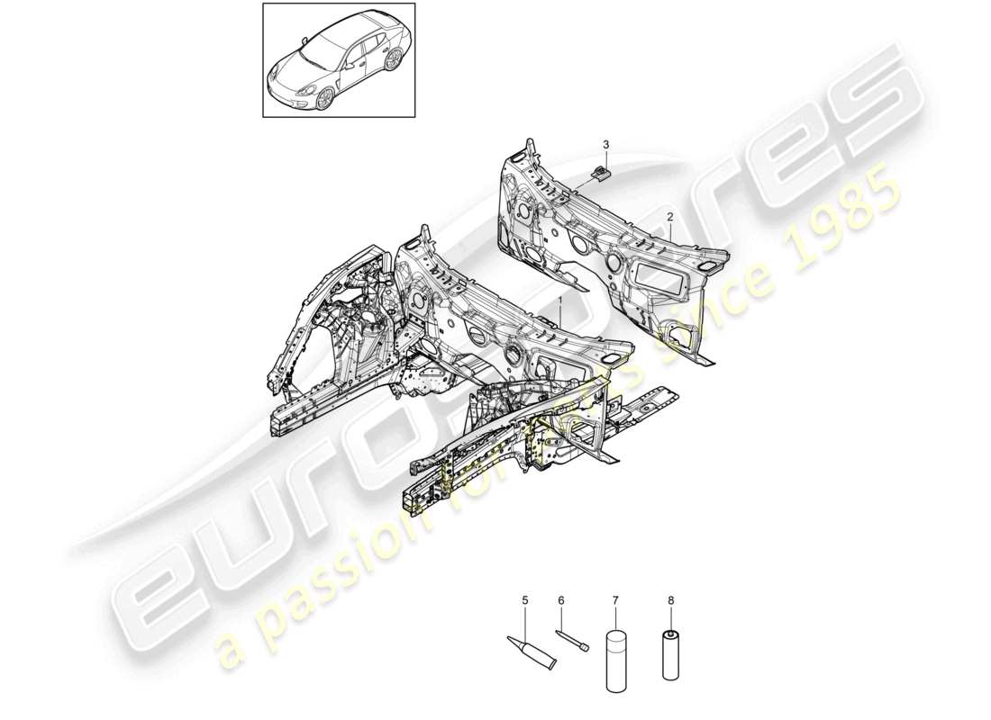 porsche 2010 (cayenne e1 9pa) front end parts diagram
