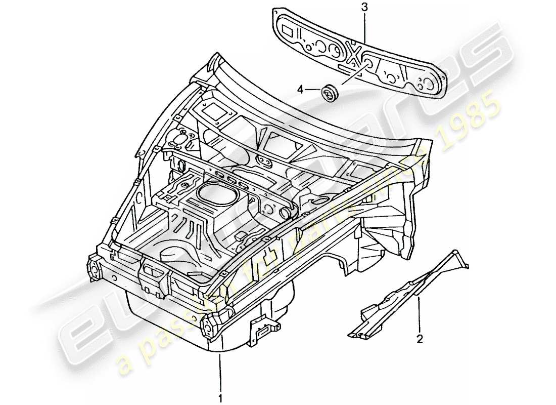 porsche 2001 (996 turbo / gt2) front end part diagram