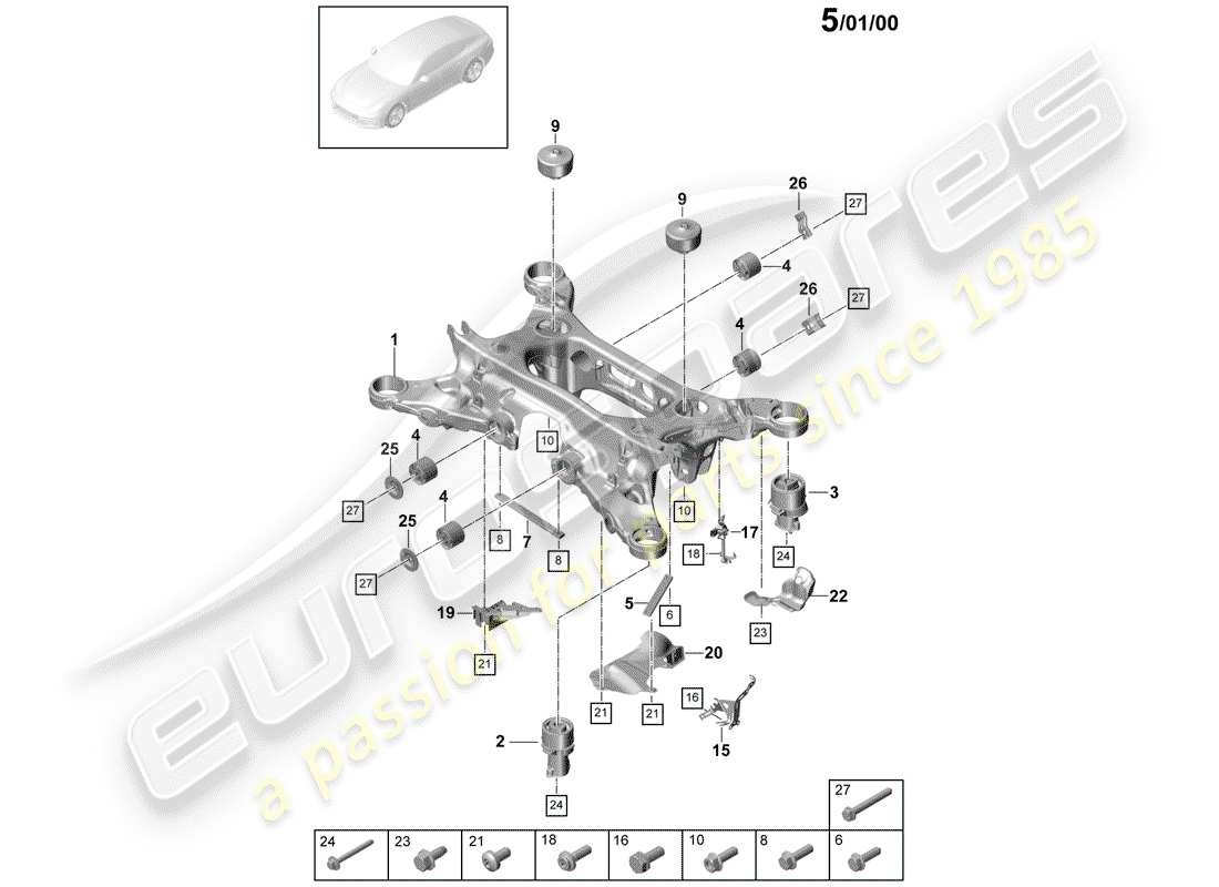 porsche panamera 971 (2017) sub-frame parts diagram
