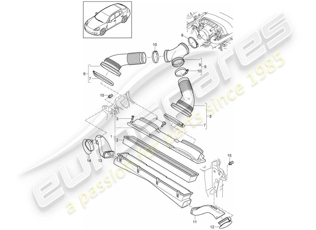 porsche 2016 (panamera 970) air cleaner system part diagram
