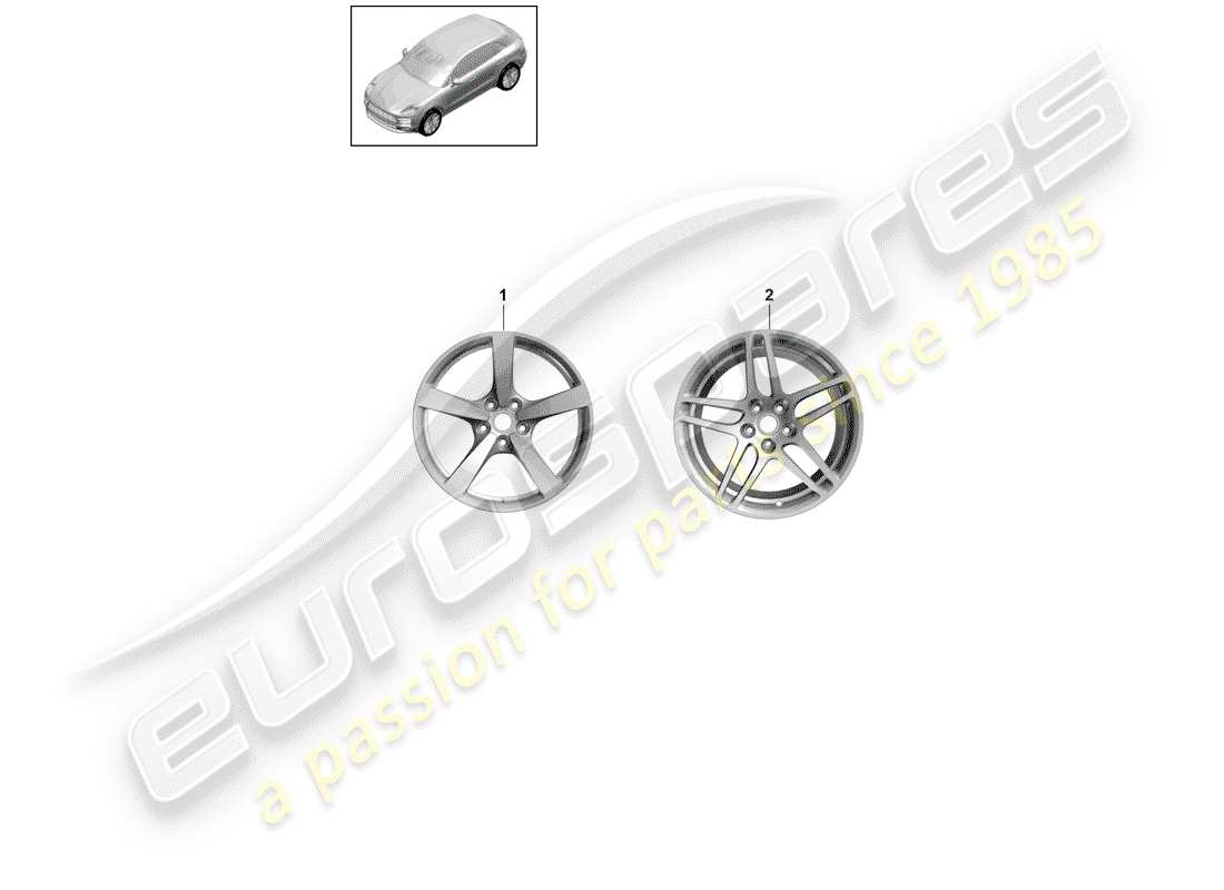 porsche 2019 (macan) alloy wheel part diagram