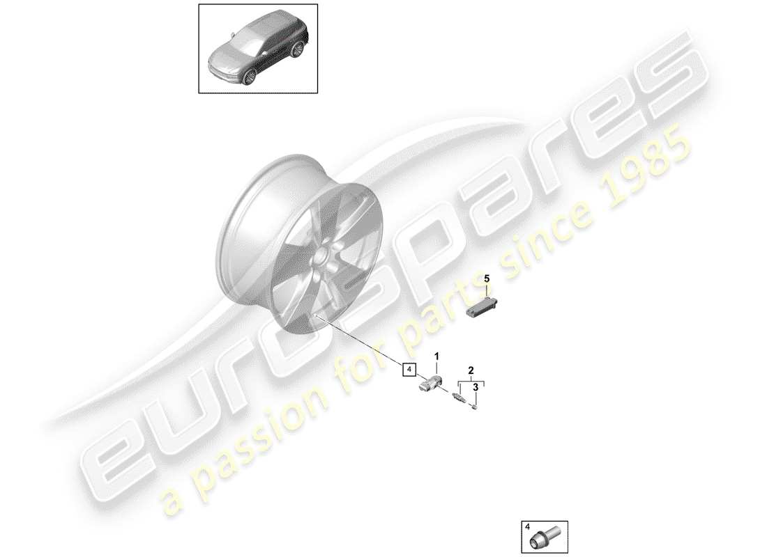porsche 2019 (cayenne e3 9ya/9yb) tire pressure control system part diagram