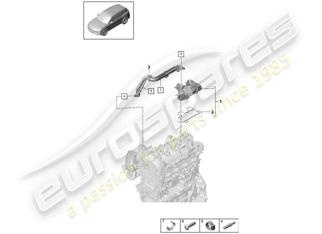 porsche 2019 (cayenne e3 9ya/9yb) oil separator part diagram