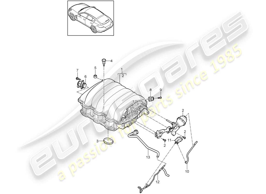 porsche 2010 (cayenne e1 9pa) intake air distributor parts diagram