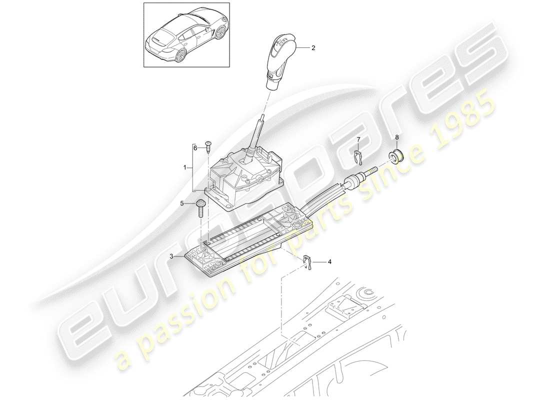 porsche 2010 (panamera 970) selector lever part diagram