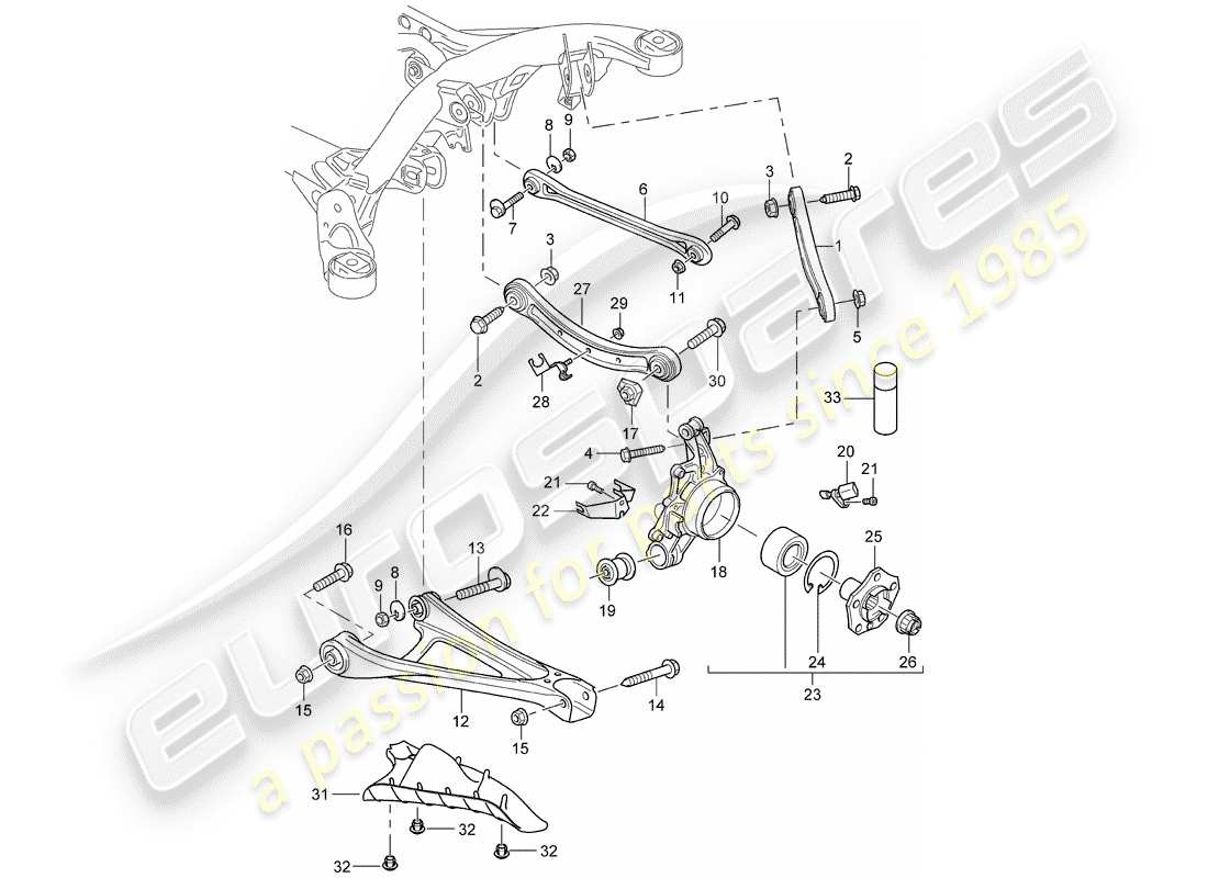 porsche cayenne (2007) rear axle part diagram