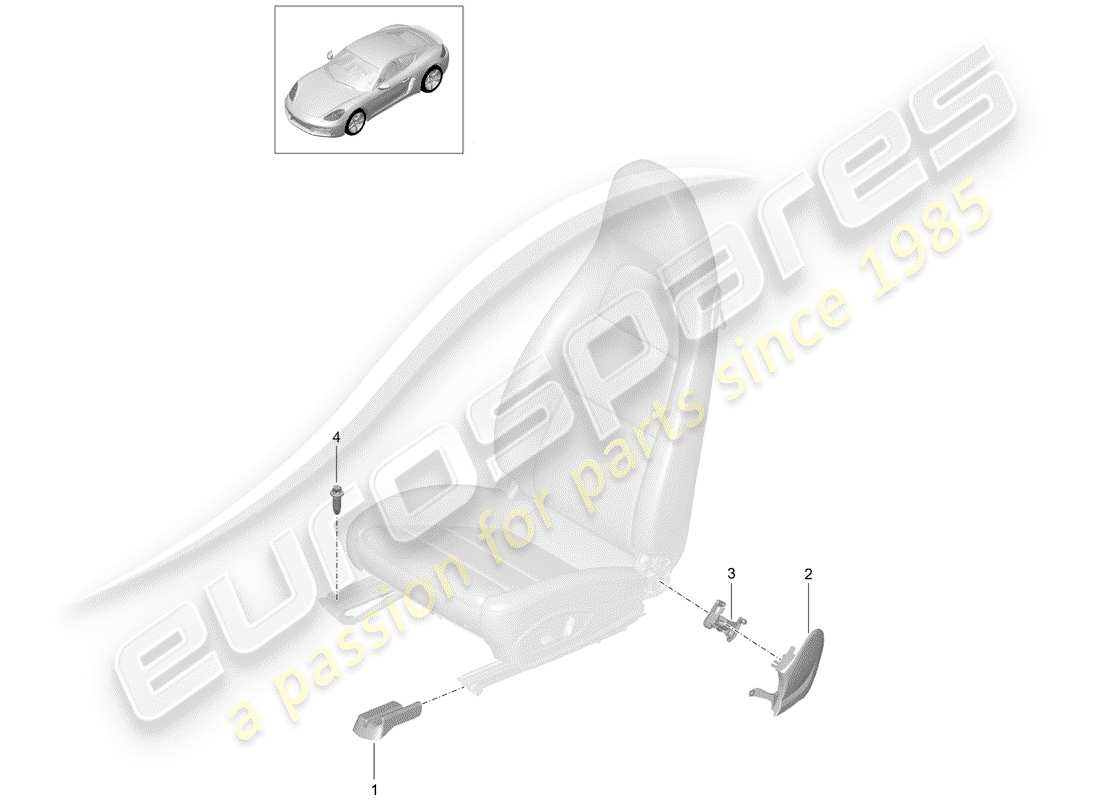 porsche 718 cayman (2019) sports seat parts diagram