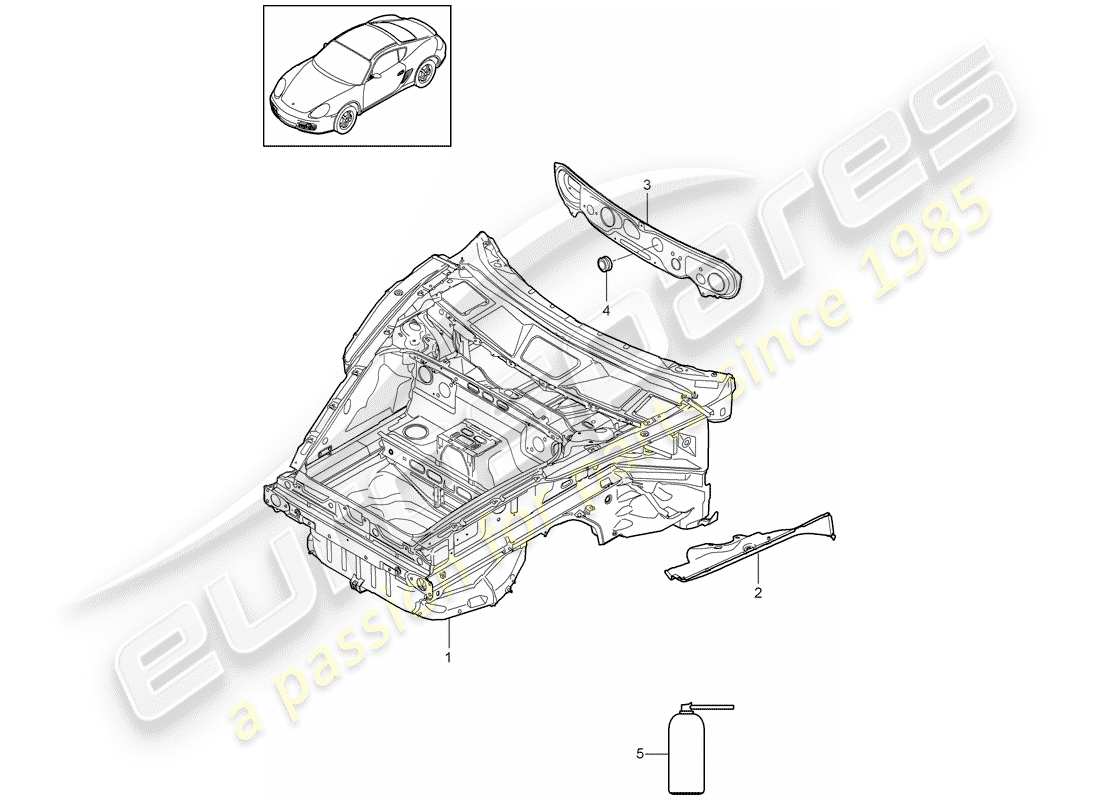 porsche 2009 (987 cayman) front end part diagram