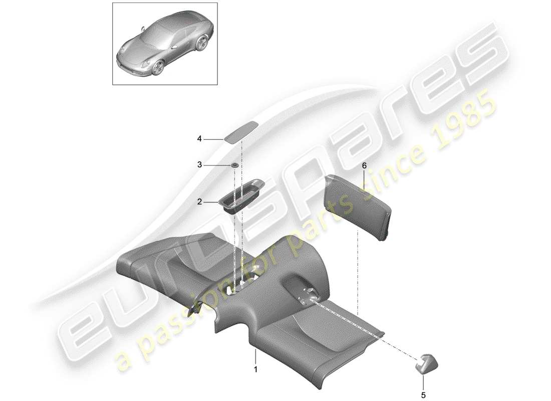 porsche 2015 (991-1) rear seat part diagram
