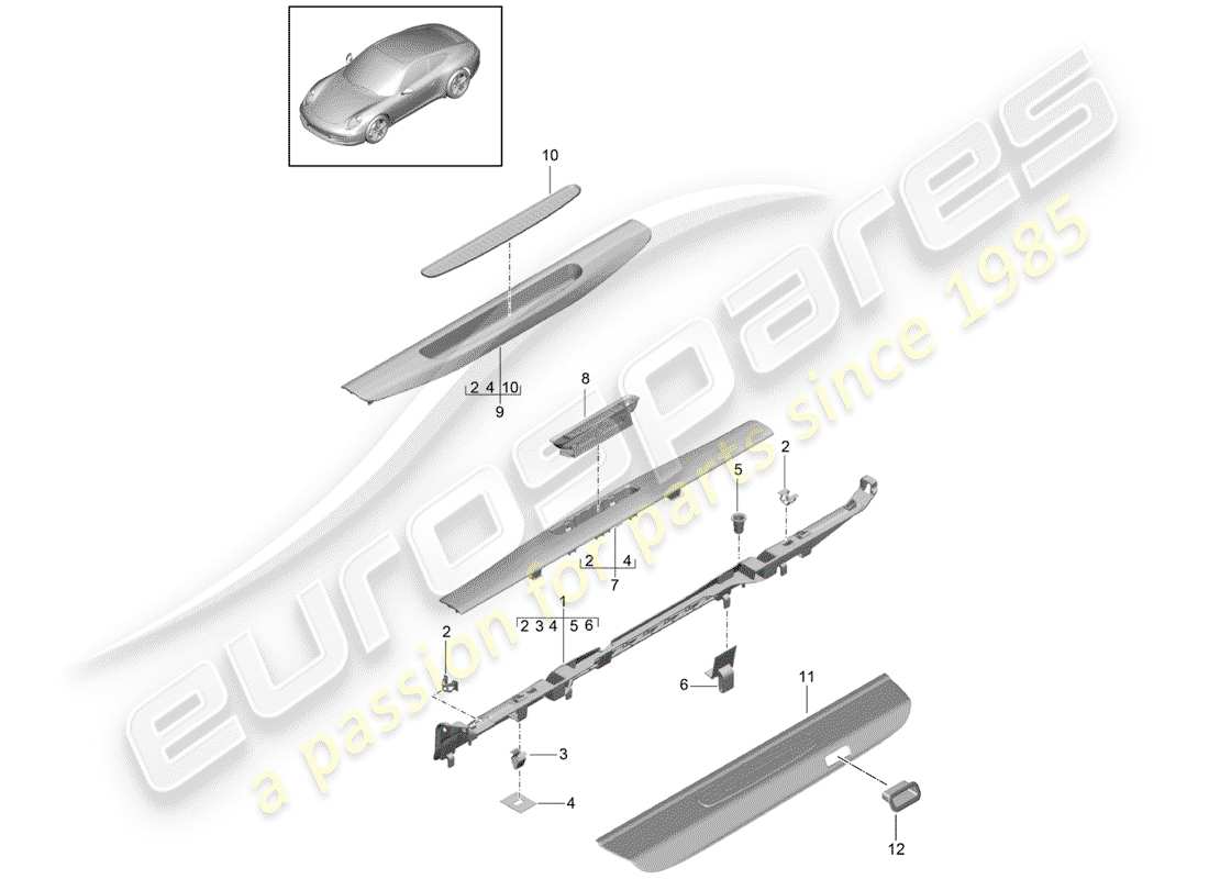 porsche 2015 (991-1) lining part diagram