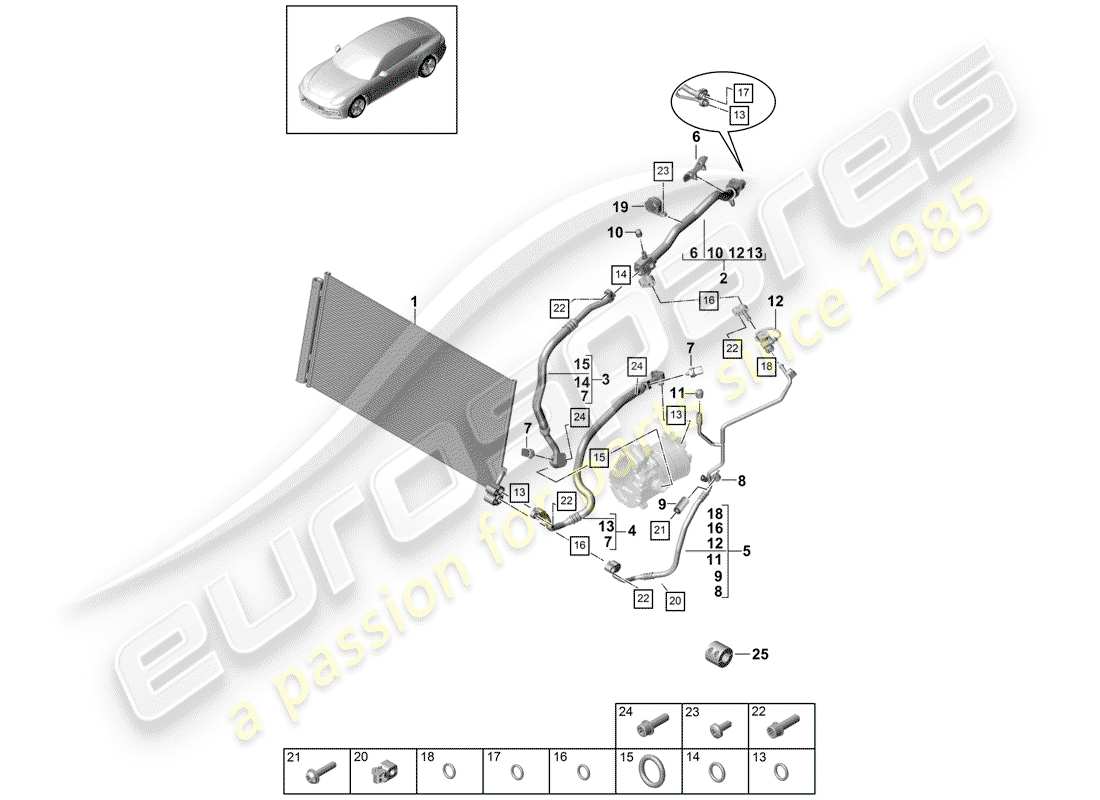 porsche 2019 (panamera 971-1) refrigerant circuit part diagram