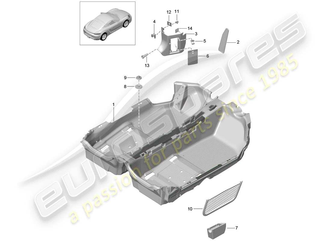 porsche 2018 (718 cayman) floor cover part diagram