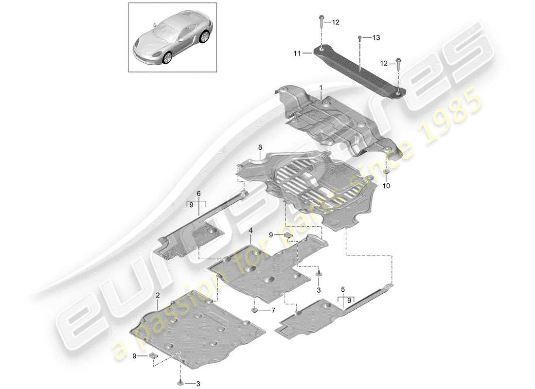 porsche 718 cayman (2018) lining parts diagram