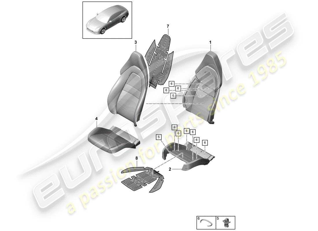 porsche 2020 (panamera 971-1) foam part part diagram