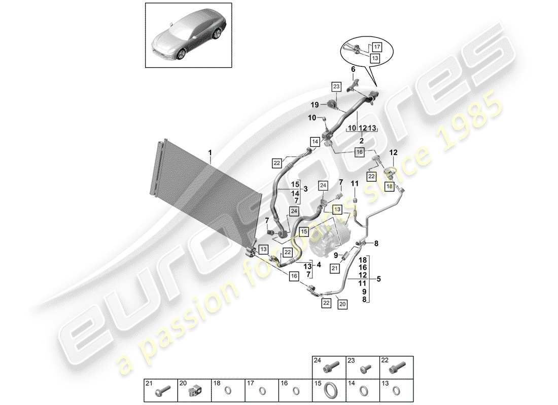 porsche 2020 (panamera 971-1) refrigerant circuit part diagram