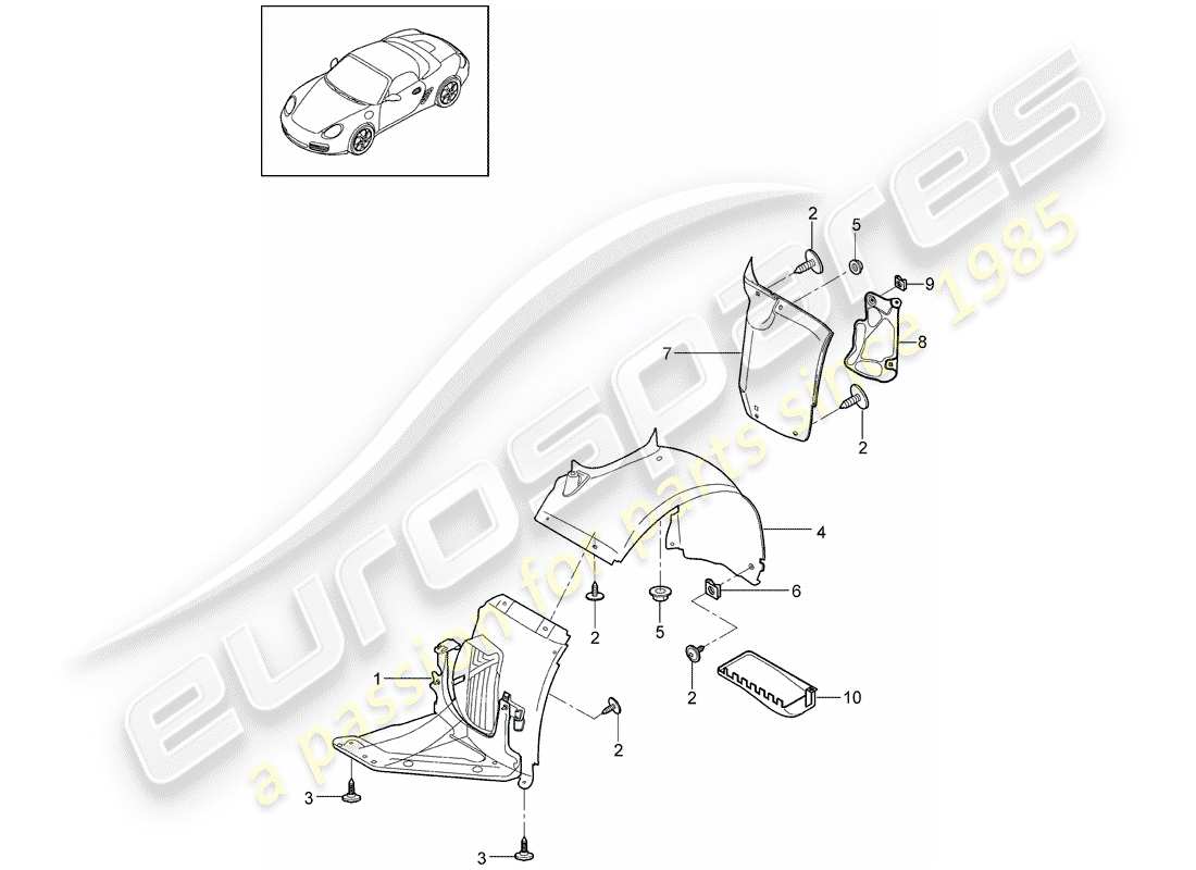 porsche 2009 (987 boxster) trims part diagram