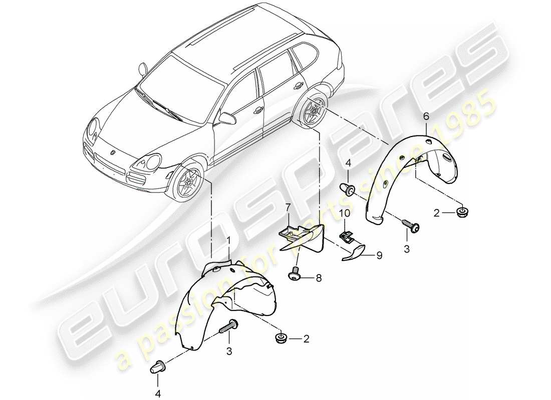 porsche cayenne (2007) lining part diagram