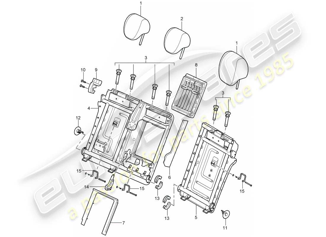 porsche 2007 (cayenne e1 9pa) headrest part diagram