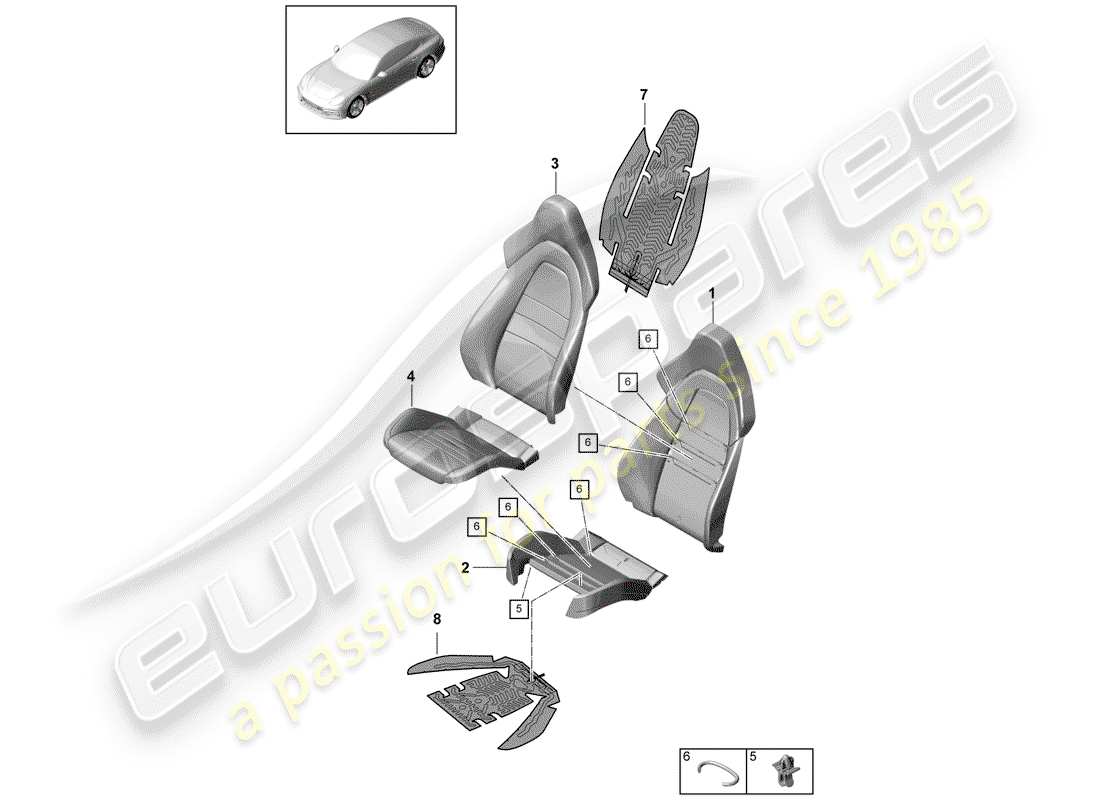 porsche 2018 (panamera 971-1) foam part part diagram