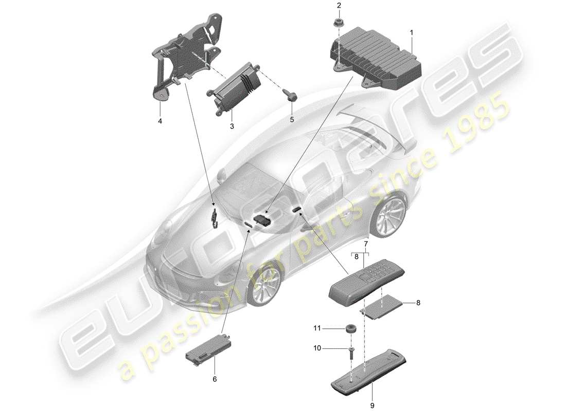 porsche 2016 (991-1 r/gt3/rs) amplifier part diagram