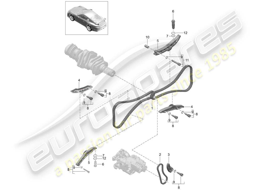 porsche 991r/gt3/rs (2014) tensioner - chain part diagram