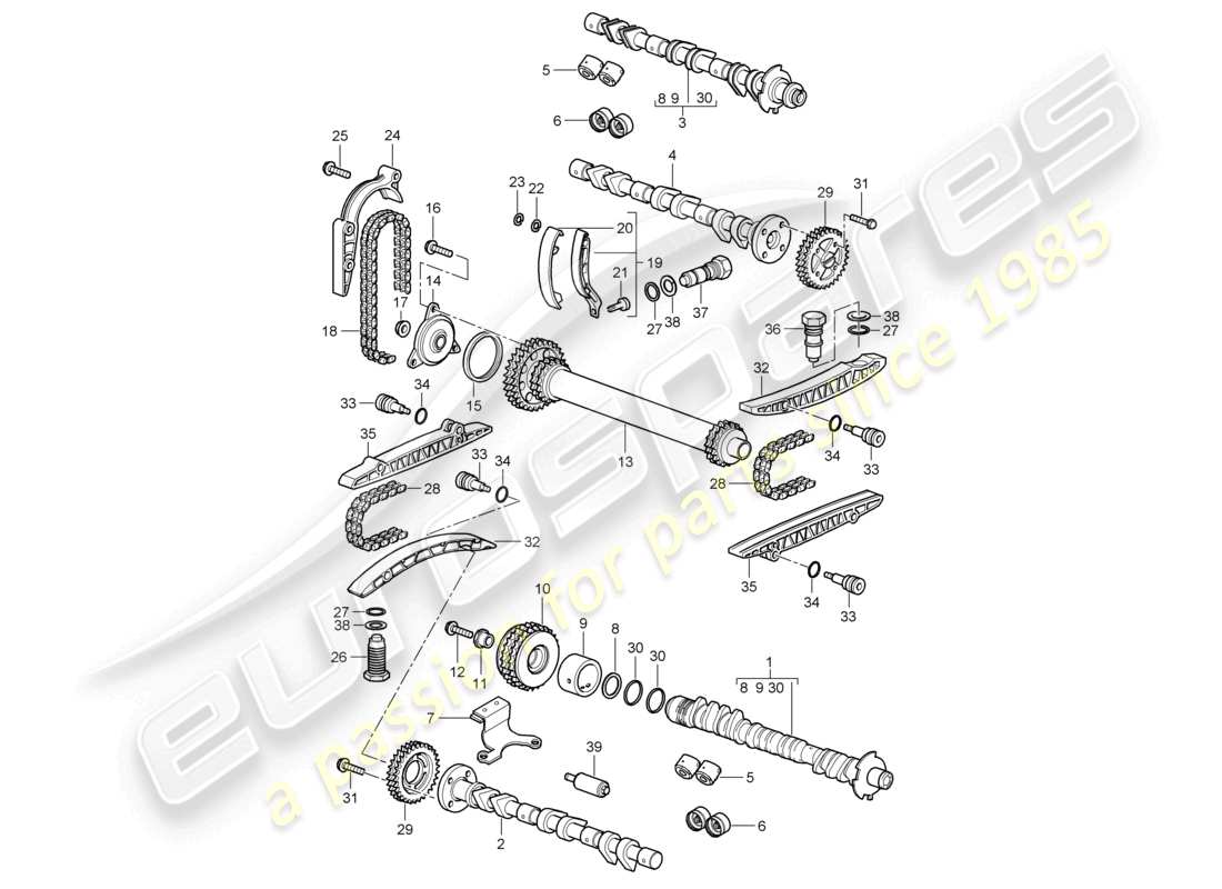 porsche 2004 (986 boxster) camshaft timing chain parts diagram
