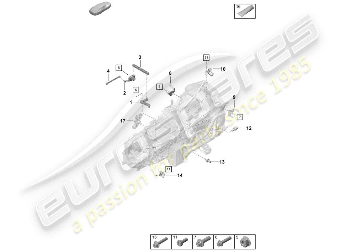 porsche 2020 (718 boxster spyder) manual gearbox parts diagram